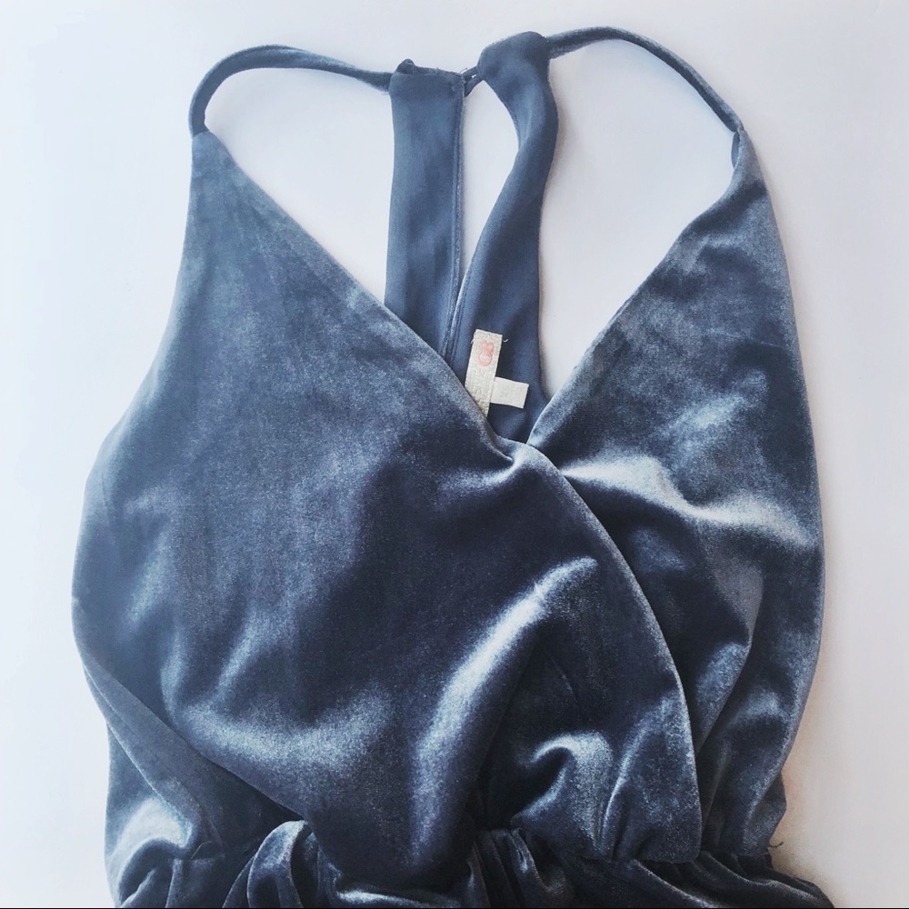 Gianni Bini blue velour jumpsuit (XS)